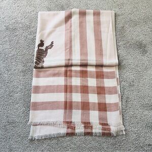 Burberry Wide Check Cashmere Pink Scarf Made in Scotland
